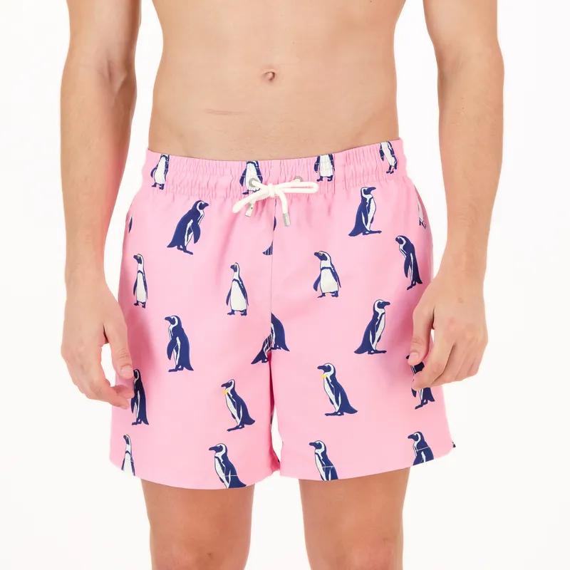 Mid-length Swim Shorts | Penguins / Pink - Image 2