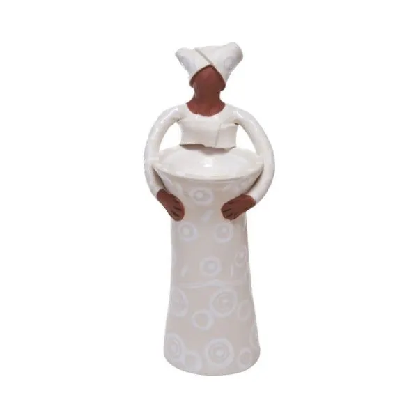 1Lady Small Vase White on White