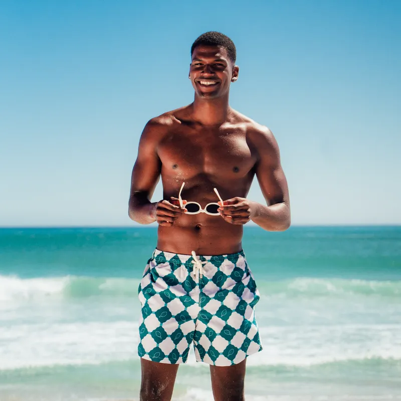 Mid-length Swim Shorts | Grid Lolly / Green - Image 1