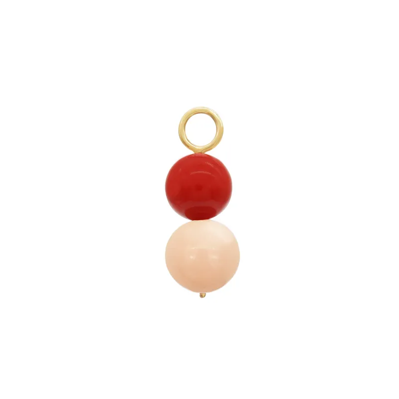 Shell Coral & Pink Jade Hoop Charm - Image 1