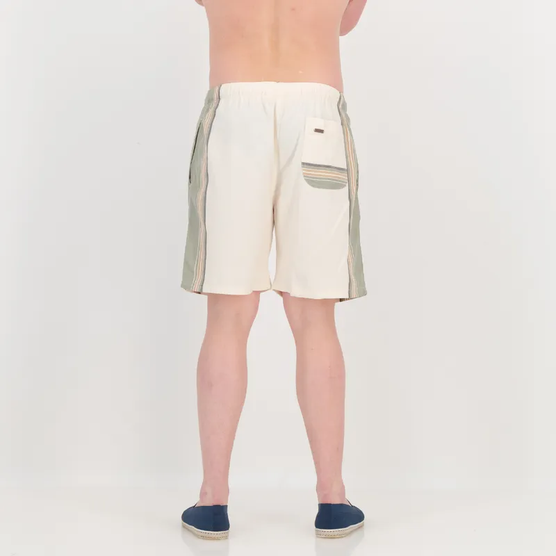 Relaxed Fit Shorts - Olive & Cream - Image 3