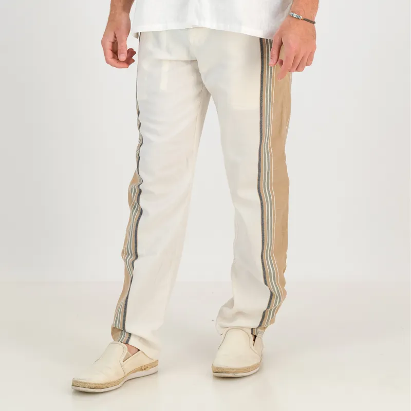 Regular Fit Trousers - Cream & Tan - Image 2