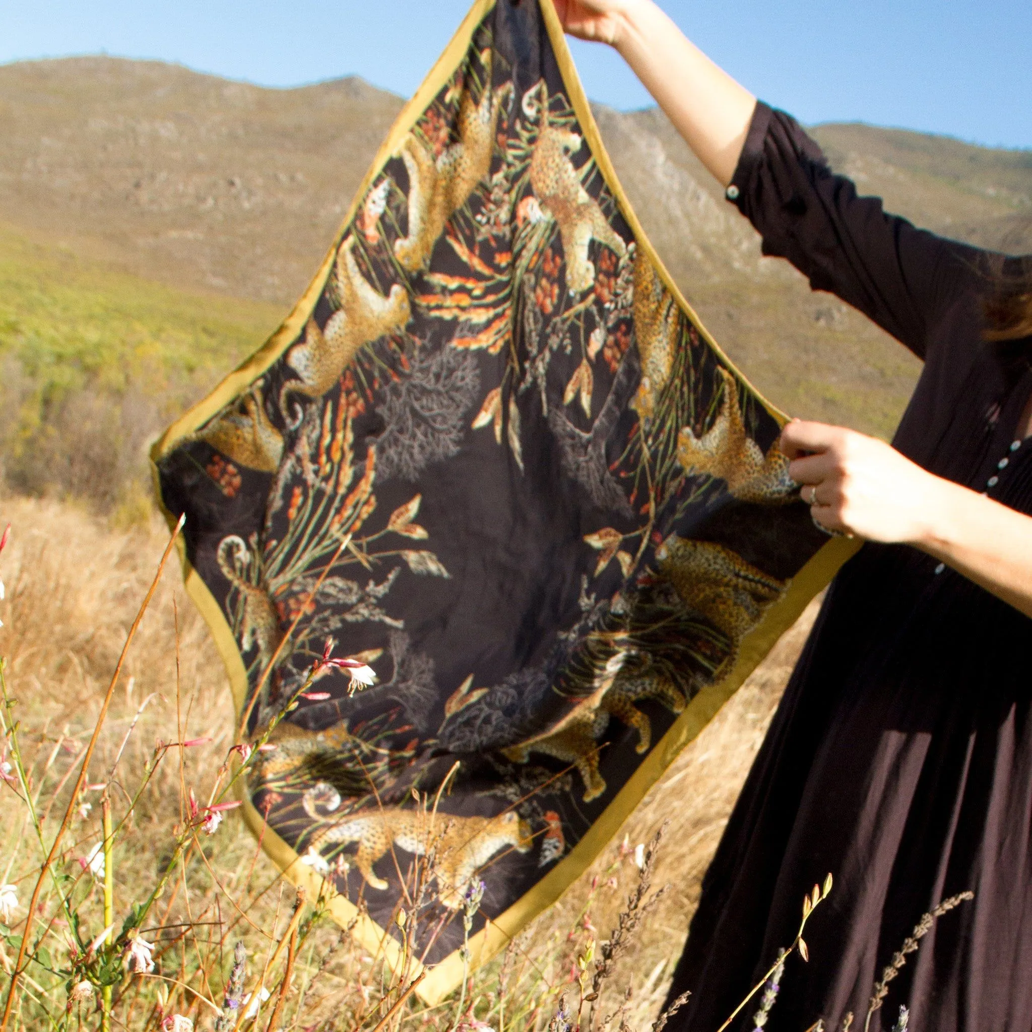 Mulberry Silk Scarf ~ Midnight Elegance