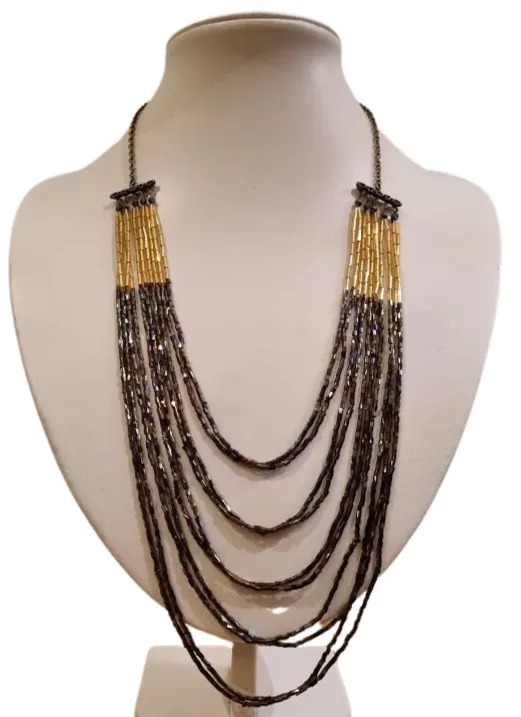 Multi-layered gold and bronze necklace - NWST03