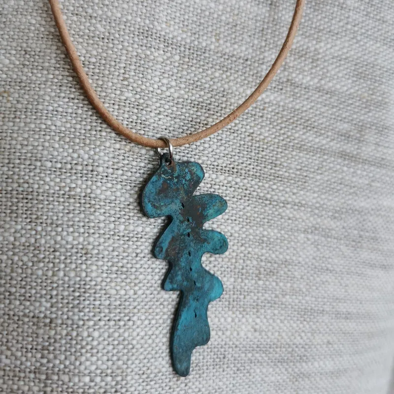 Blue Patina Copper Pendant - Image 8