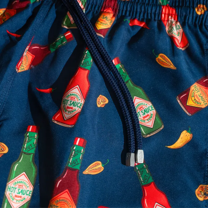 Mid-length Swim Shorts | Hot Sauce / Navy - Image 2