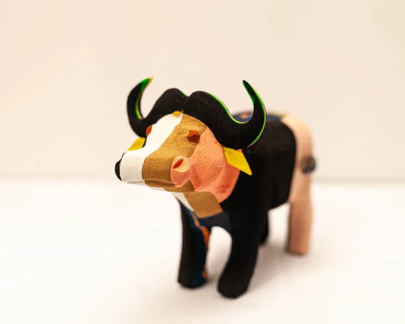 Buffalo Sculpture – Recycled Flip Flop Handmade African Art - Image 1