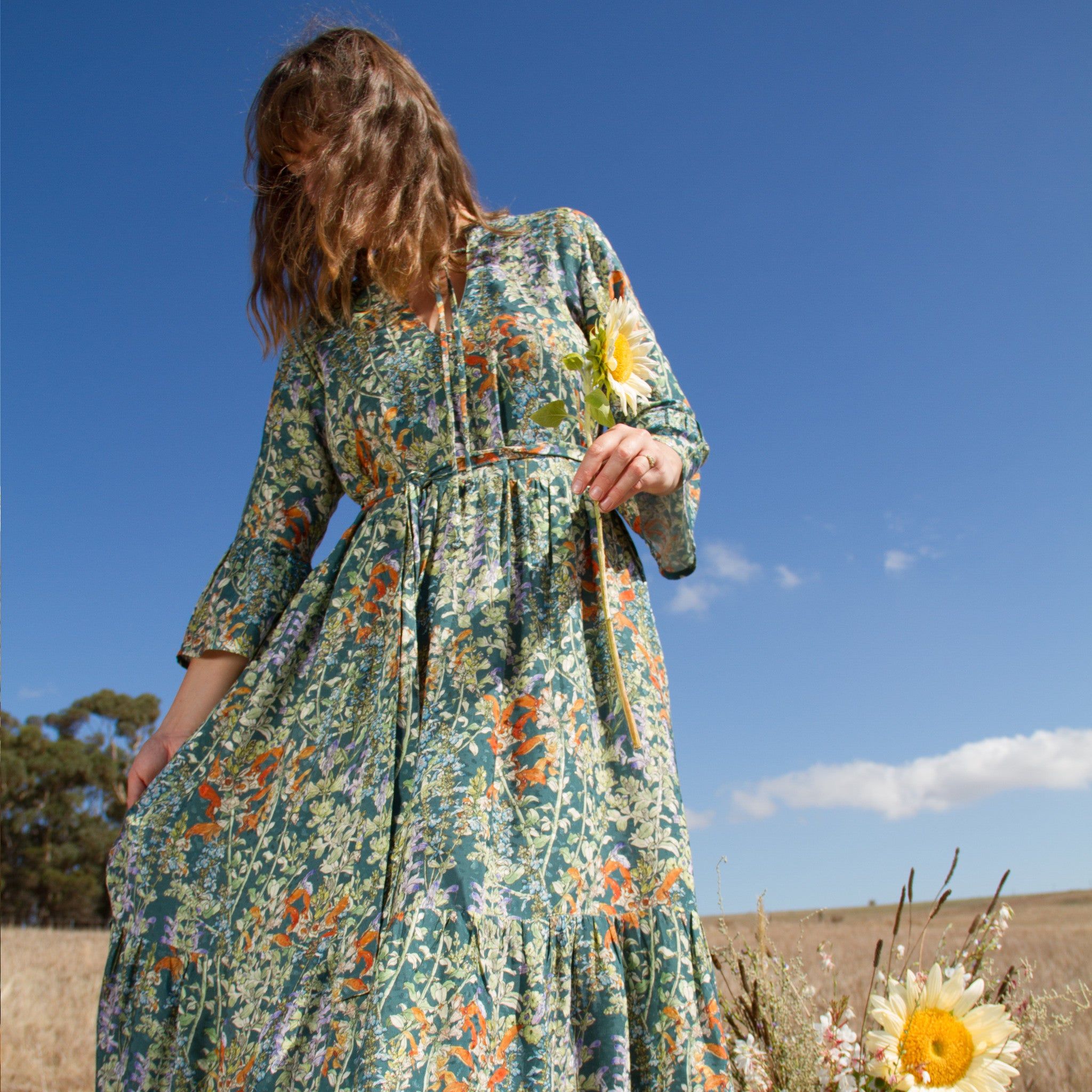 Maxi tiered dress ~ Wild Salvia