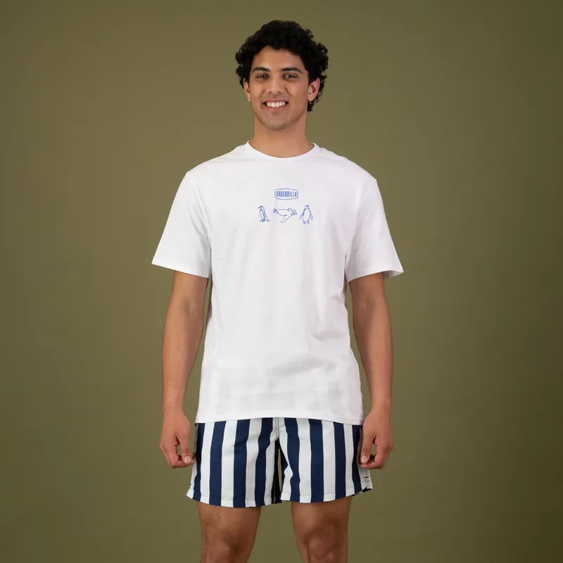 White Tee | Penguin / Blue - Image 1