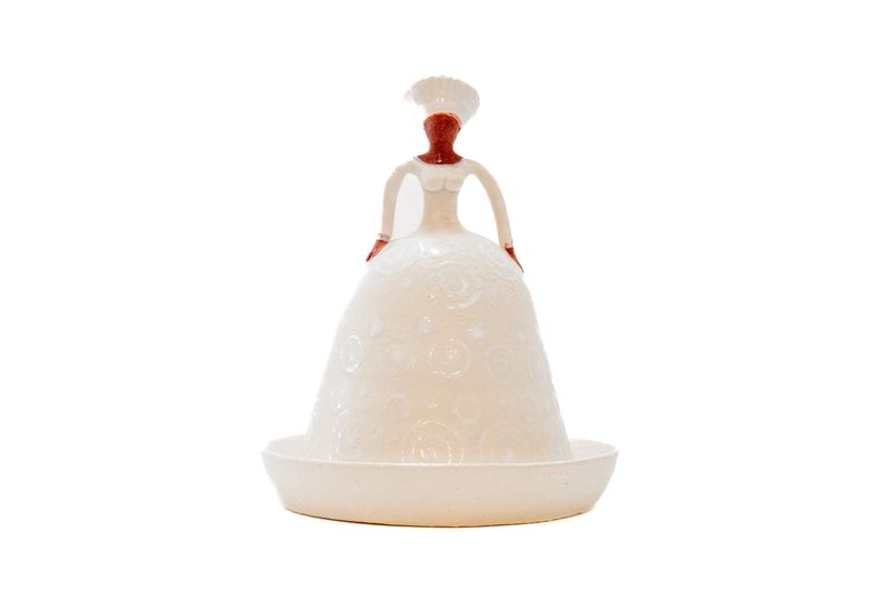 Butter Dish White on White large