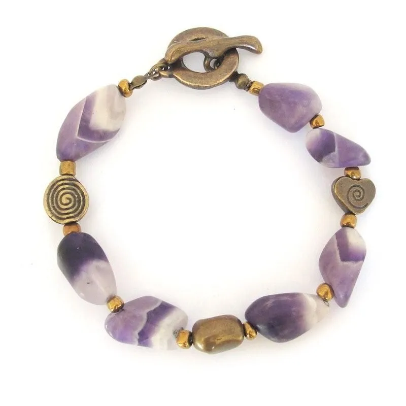 Tumbled banded amethyst bracelet - BRGM11