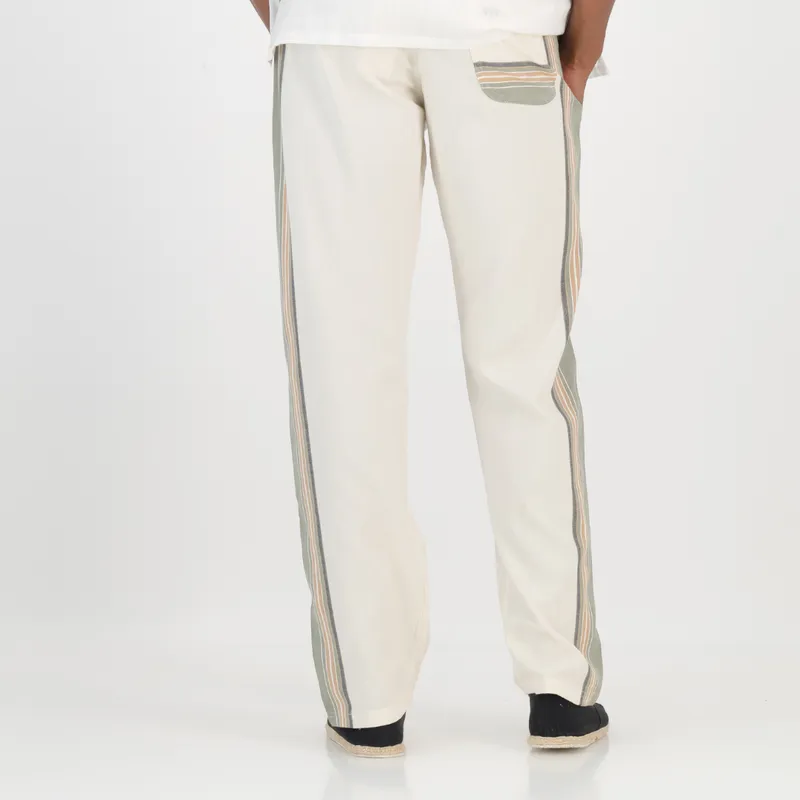 Regular  Fit Trousers - Olive & Cream - Image 2
