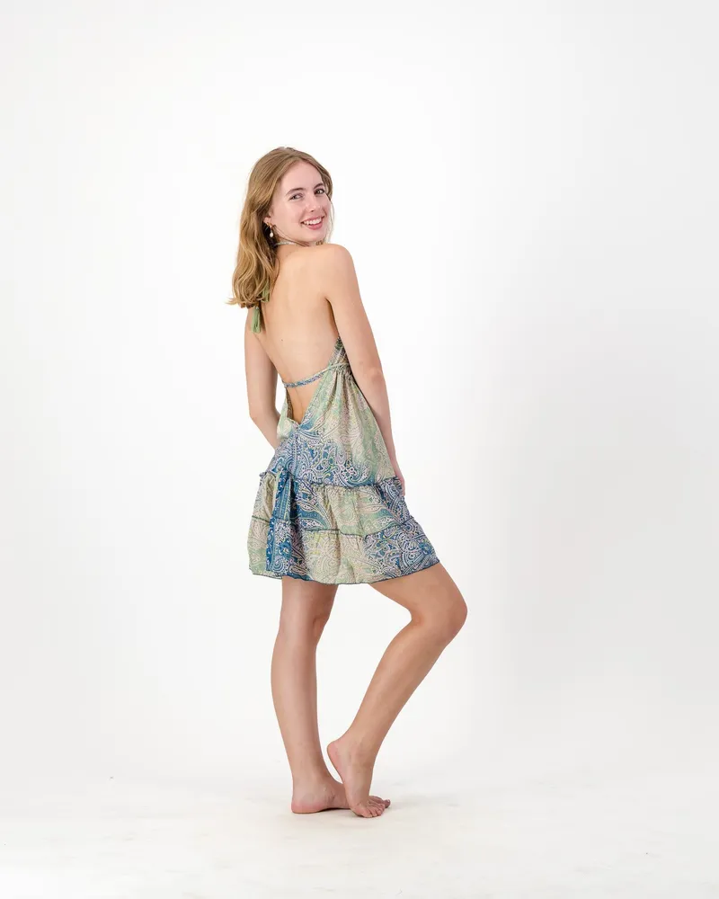 Solstice Halter Dress - Teal Mini - Image 1