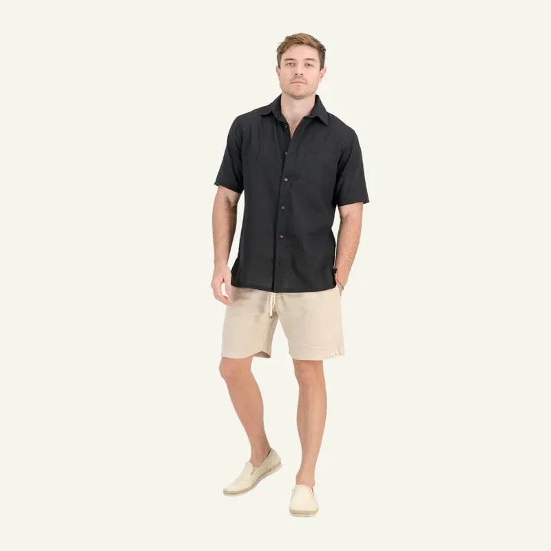 Mens Linen Shorts - Natural - Image 1