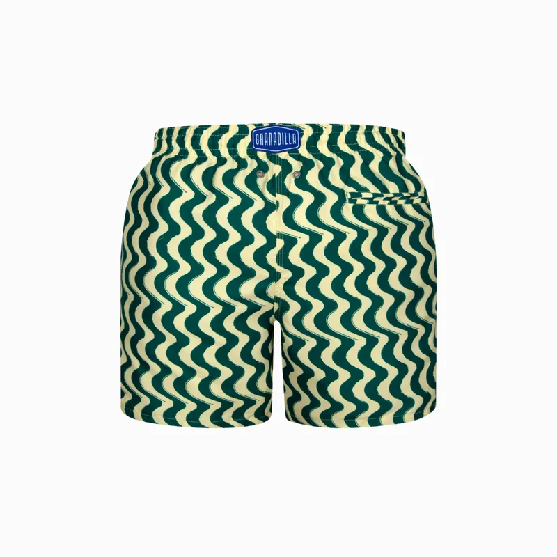 Mid-length Swim Shorts | Wavy Stripe / Green - Image 4