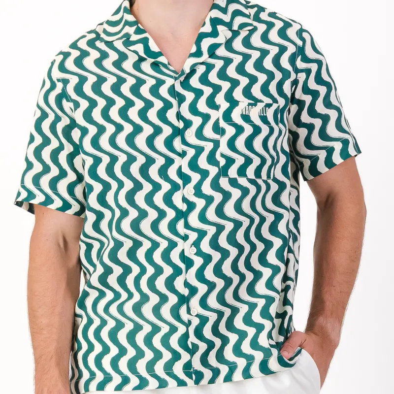 Mens Short Sleeve Revere Collar Shirt | Wavy Stripe / Multi - Image 2