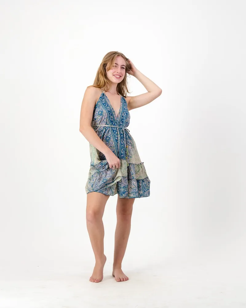 Solstice Halter Dress - Teal Mini - Image 2