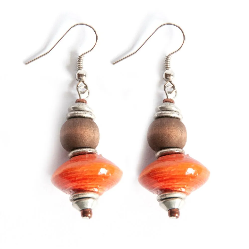Hand crafted paper bead earrings - ERE137