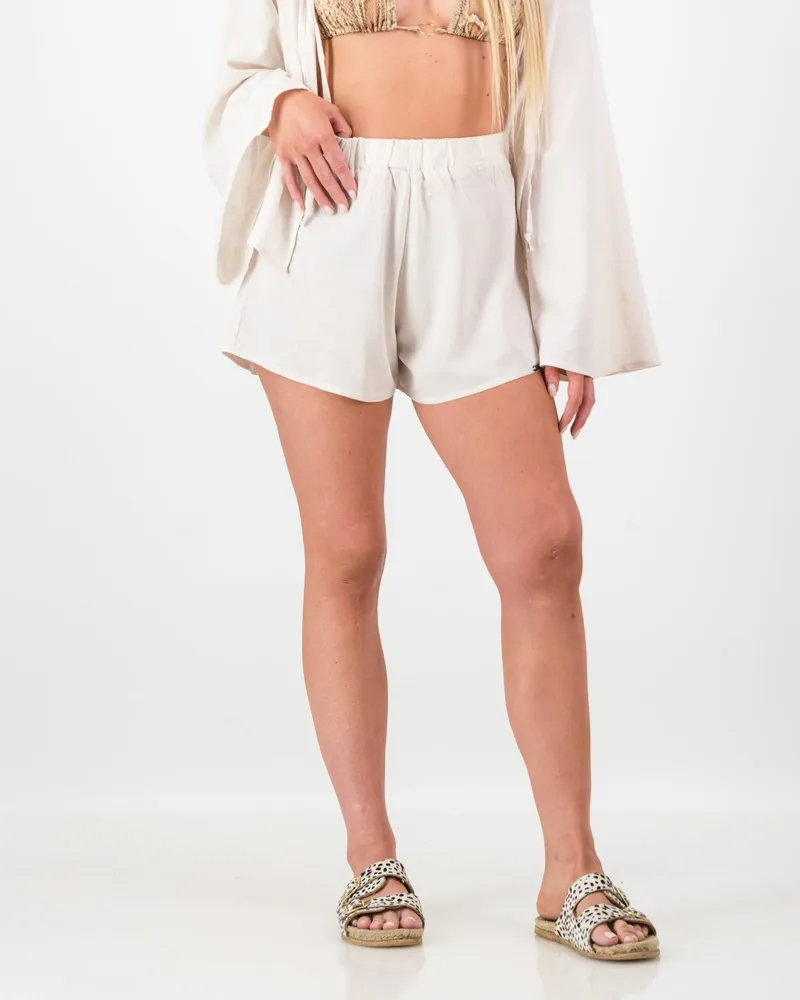 Women's Summer Linen Shorts - Natural - Image 1