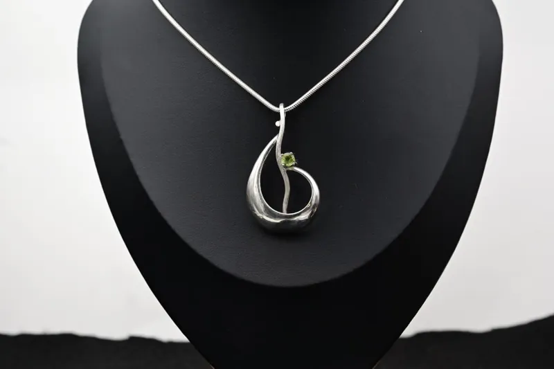 Oval Peridot Pendant Sterling Silver - Image 2