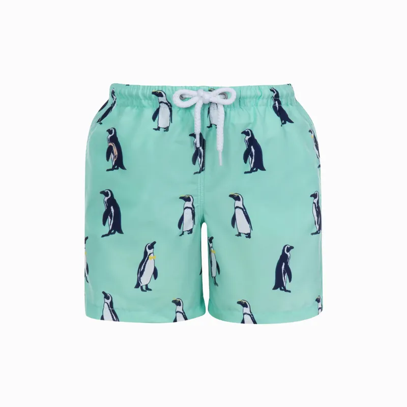 Kids Swim Shorts | Penguins / Mint - Image 1