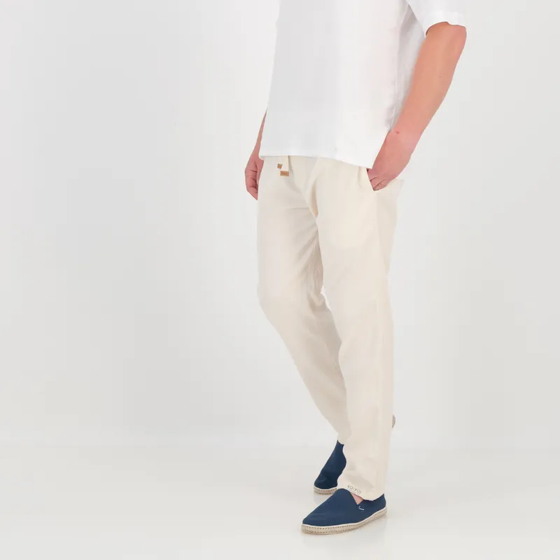 Regular  Fit Trousers - Solid Cream - Image 3
