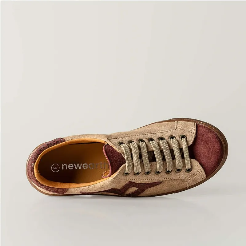 Beige & Burgundy Leather Sneaker – Handmade Sneakers South Africa - Image 2