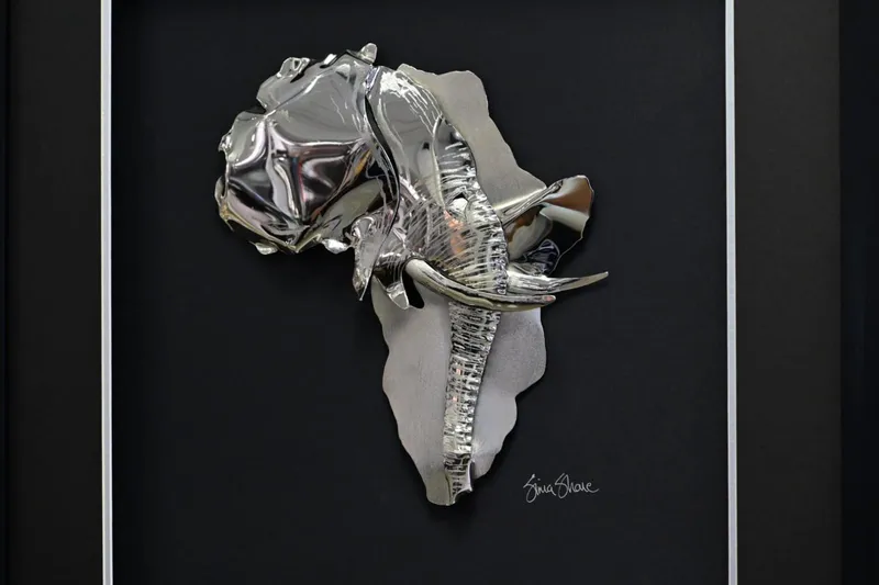 African Elephant in Brass Nickel Plated - Image 2