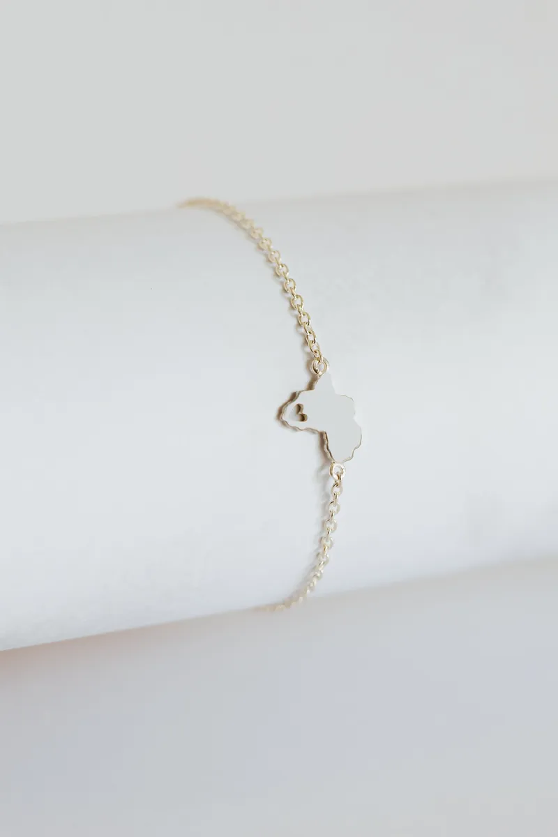 Africa Map with Heart Cutout Bracelet - Image 1