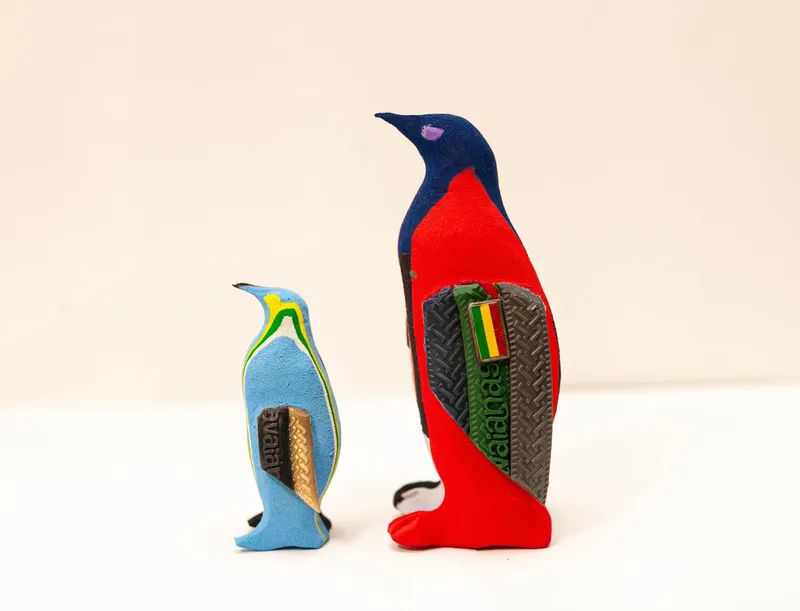 Penguin Sculpture – Mini Recycled Flip Flop Handmade Eco Art - Image 1