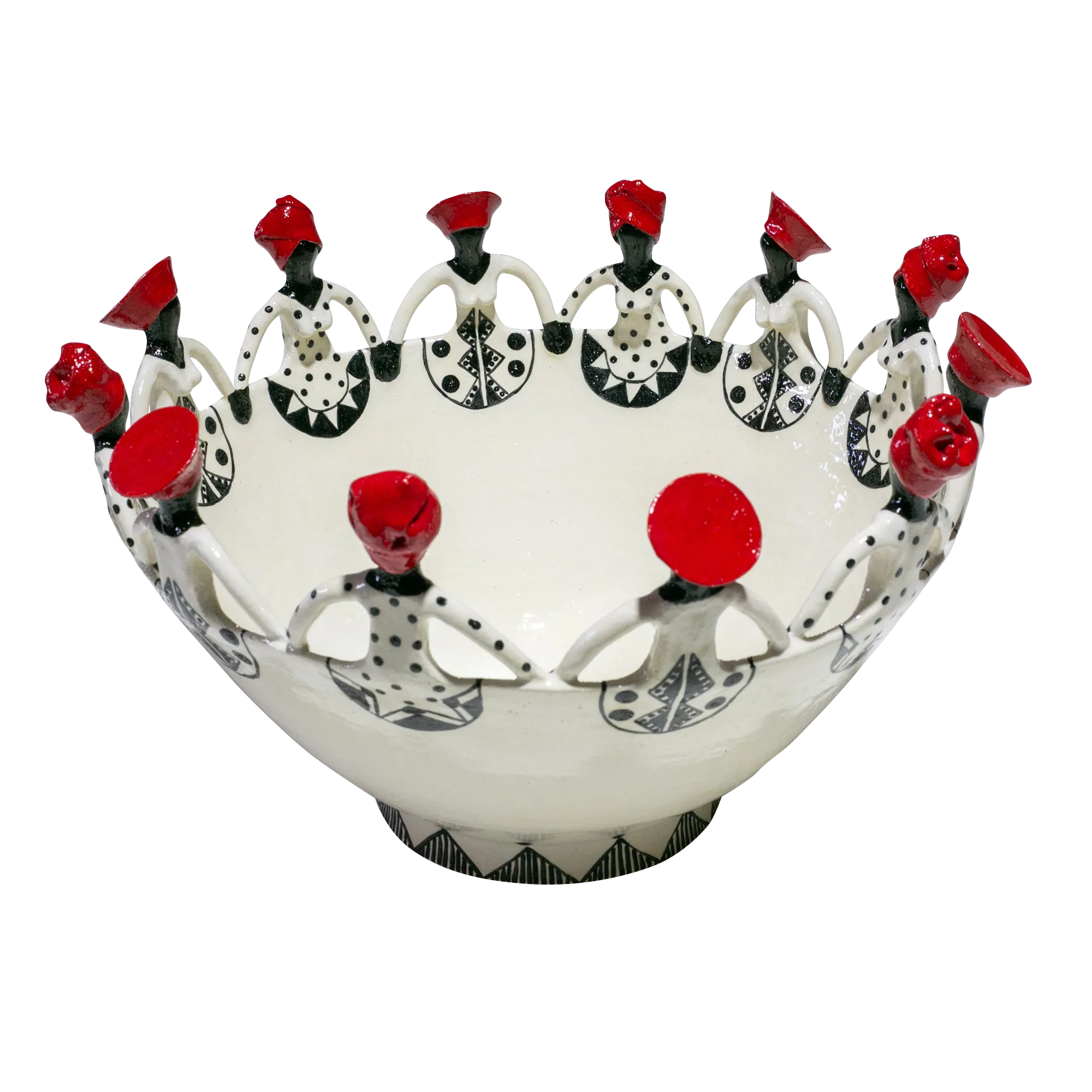 12Lady Women of Africa Bowl | Black and red on white