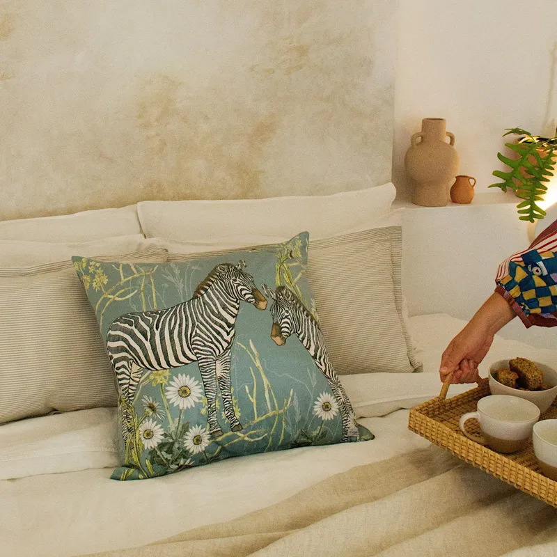 Moonlit Reverie Zebras ~ Velvet Scatter Cushion Cover - Image 2