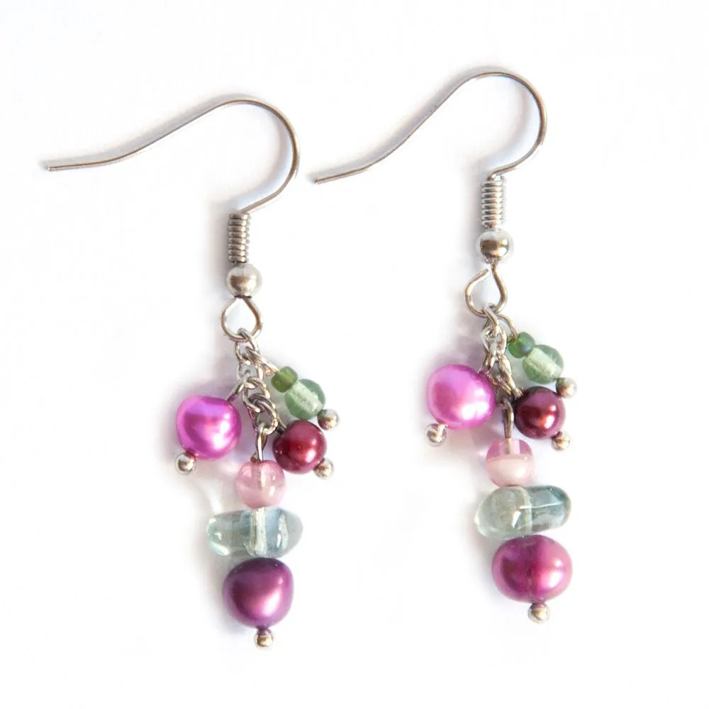 Freshwater and glass pearl earrings - ERPE02