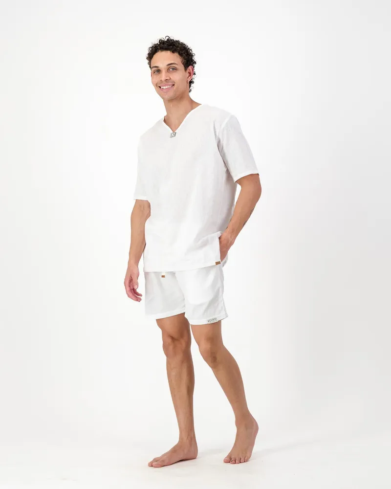 Regular Fit Shorts - Solid White - Image 2