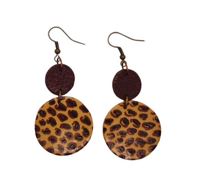 Leopard print polymer clay earrings - ERE200