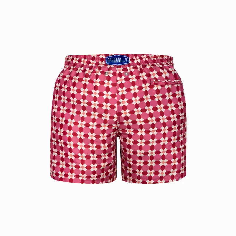 Mid-length Swim Shorts | Mosaic / Burgundy - Image 4