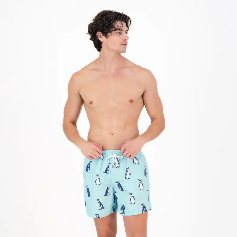Mid-length Swim Shorts | Penguins / Bright Blue - Image 1
