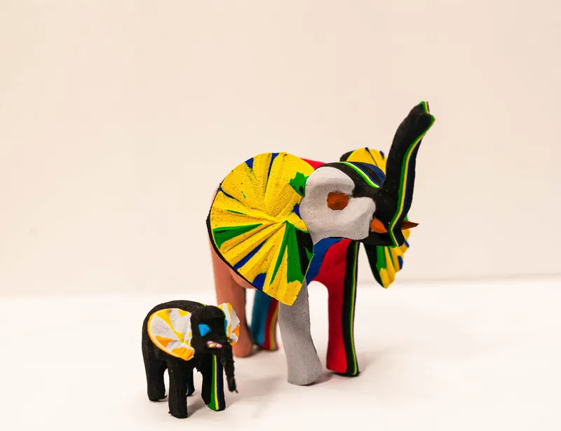 Elephant Sculpture – Mini Recycled Flip Flop Handmade Eco Art - Image 1