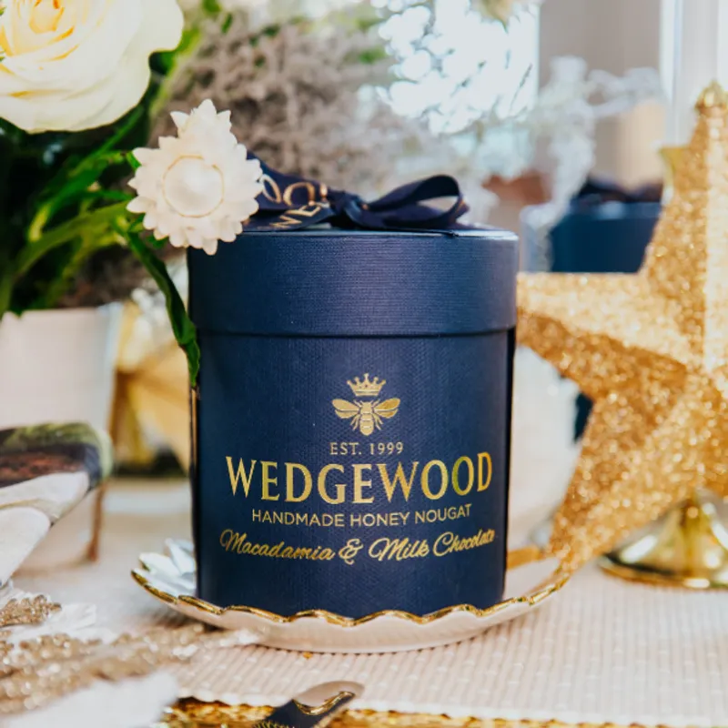 Milk Chocolate & Macadamia Navy Small Hat Box (Next Day Delivery Product) - Image 2
