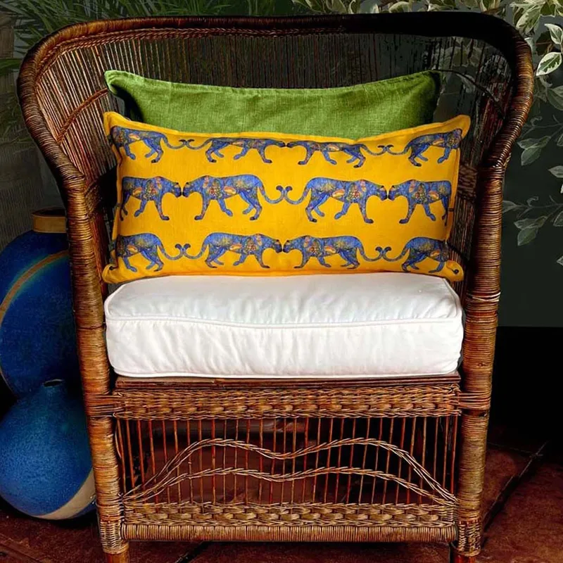 Bolster Cushion (60x30cm) - Leopards (yellow) - Image 2