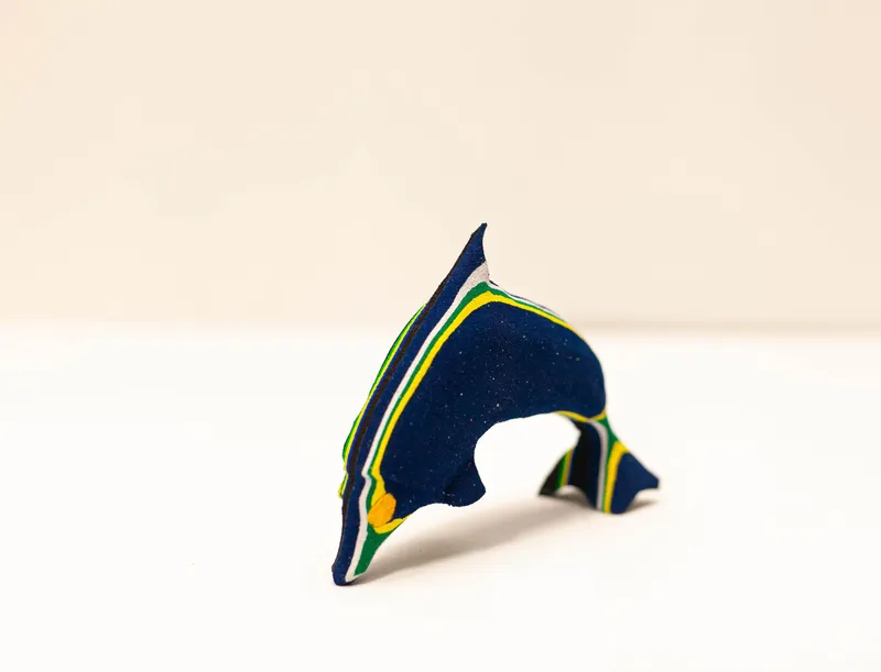 Dolphin Sculpture – Recycled Flip Flop Handmade Marine Art - Image 7