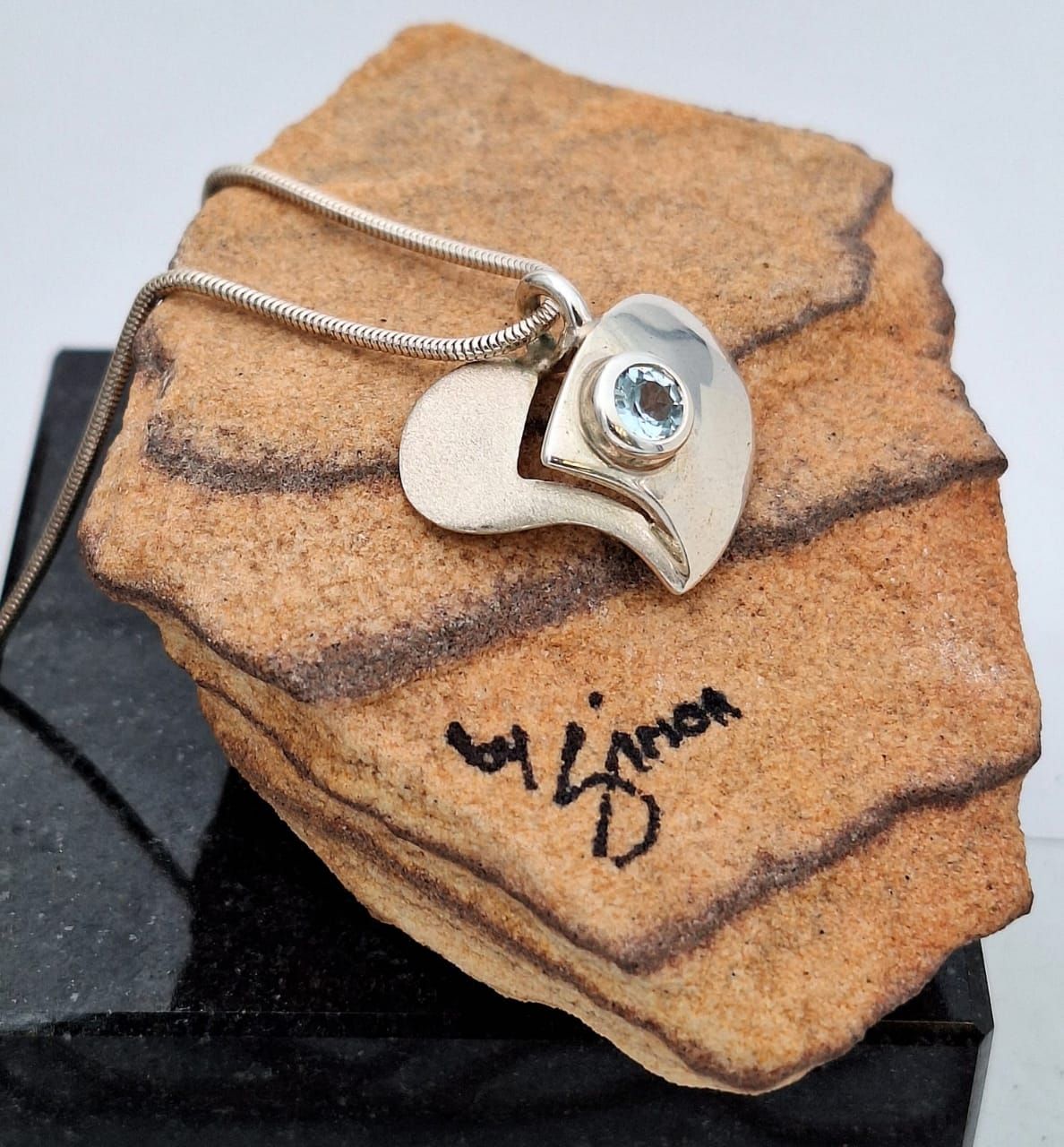 Sterling Silver Blue Topaz Teardrop Pendant