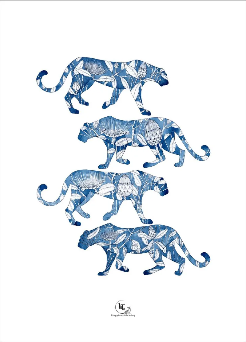 Tea Towels - Walking Leopards - Image 1