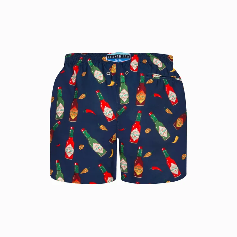 Mid-length Swim Shorts | Hot Sauce / Navy - Image 6