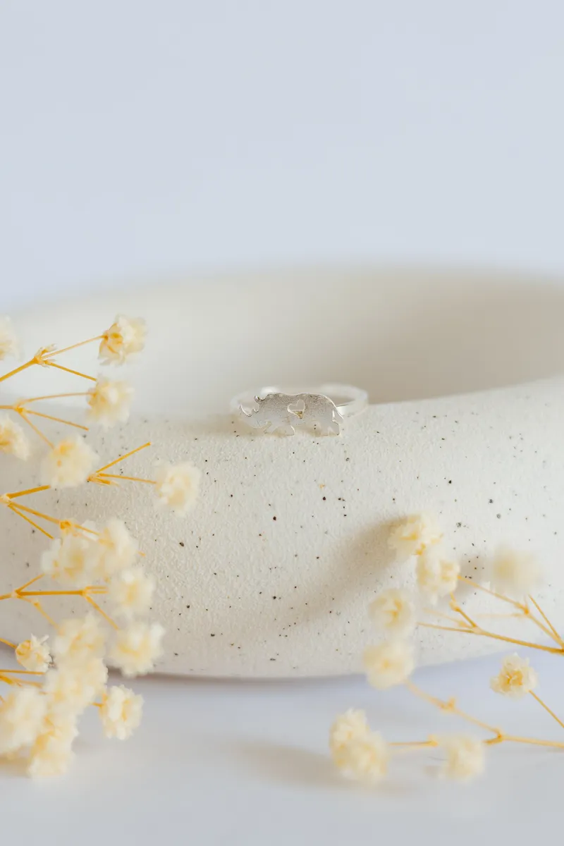 Rhino with Heart Cutout Ring - Image 1
