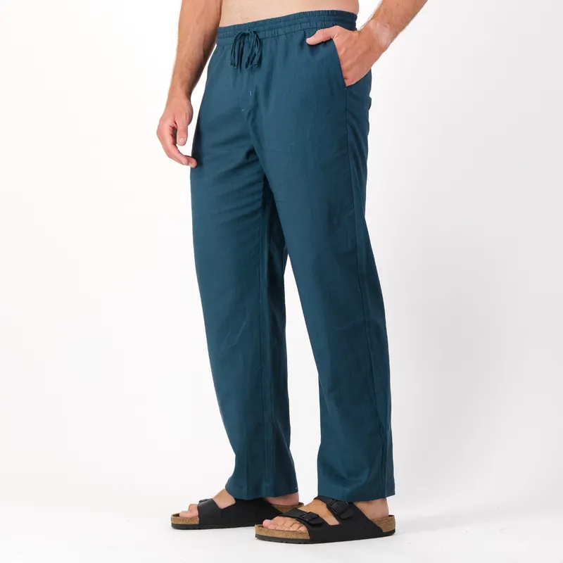 Mens Pull on Pants | Plain / Teal - Image 4