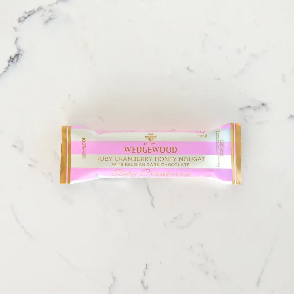 Dark Belgian Chocolate & Ruby Cranberry Handmade Honey Nougat Bar 40g