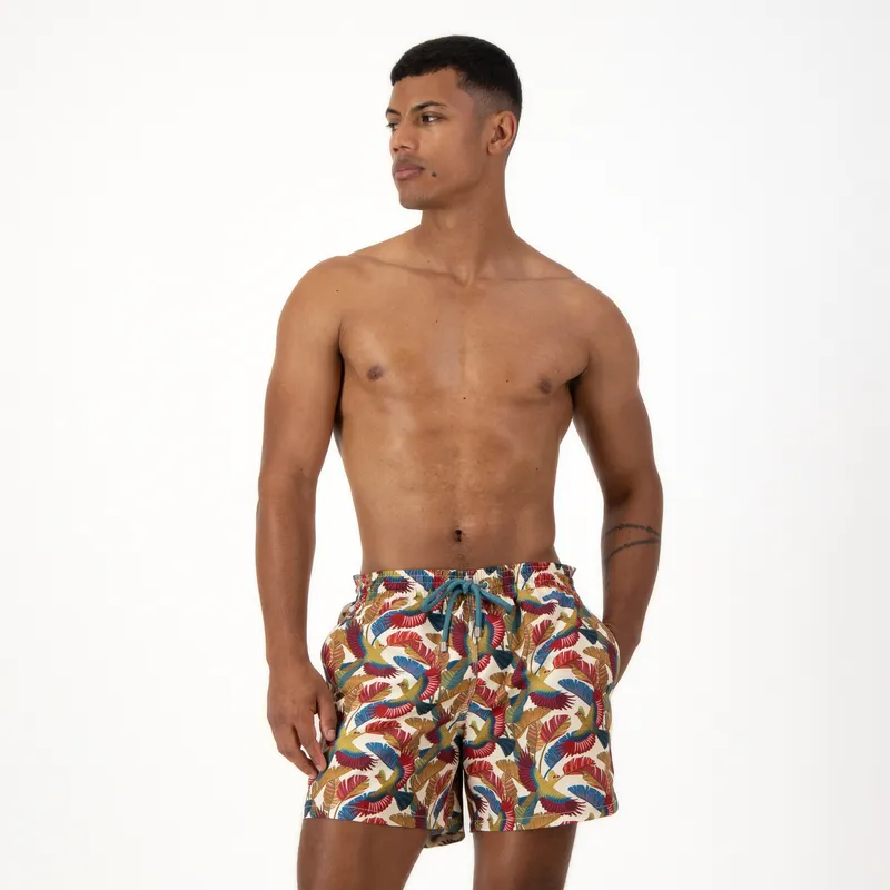 Mid-length Swim Shorts | Loerie / Cream - Image 1