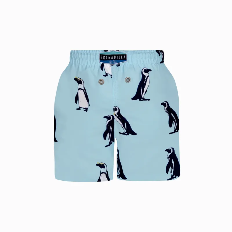 Kids Swim Shorts | Penguins / Bright Blue - Image 2