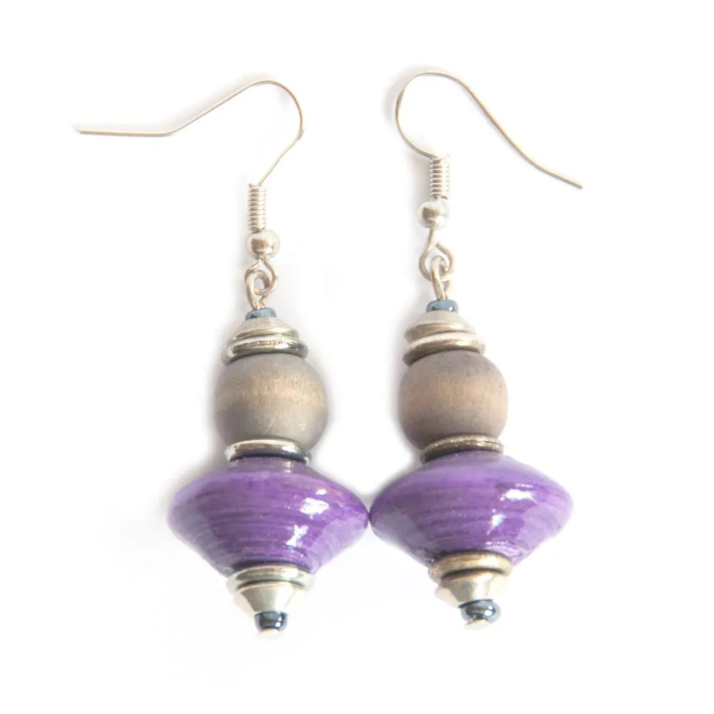 Hand crafted paper bead earrings - ERE139